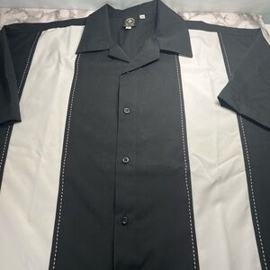 Daddy-O’s Classic Black and White Men's Button Down Shirt Relaxed Fit